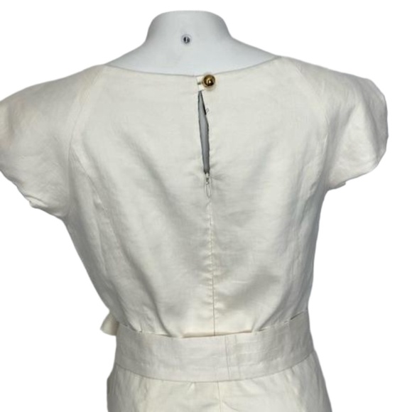 MILLY OF NEW YORK White Linen Old Money Quiet Luxury Shift Dress Self Tie Belt 4 - Picture 11 of 16
